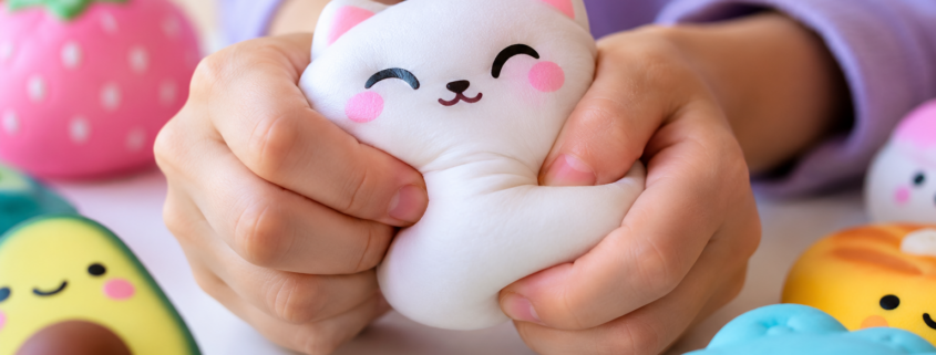 Enfant manipulant un squishy, jouet antistress pouvant aider à gérer le stress et l'anxiété.